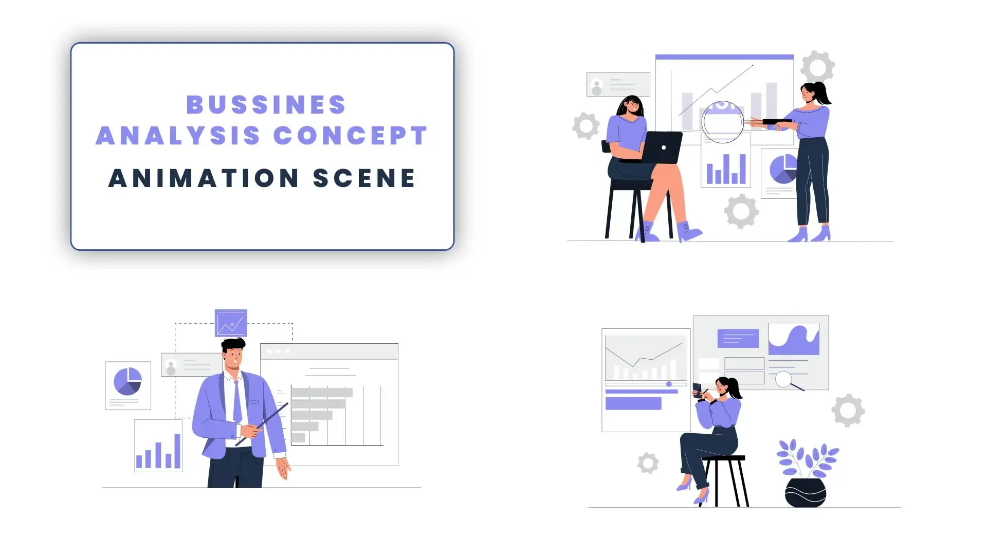 Bussines Analysis Concept 2d Flat Character Animation